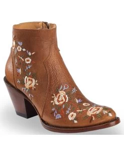 Shyanne Women's Millie Floral Embroidered Booties - Round Toe
