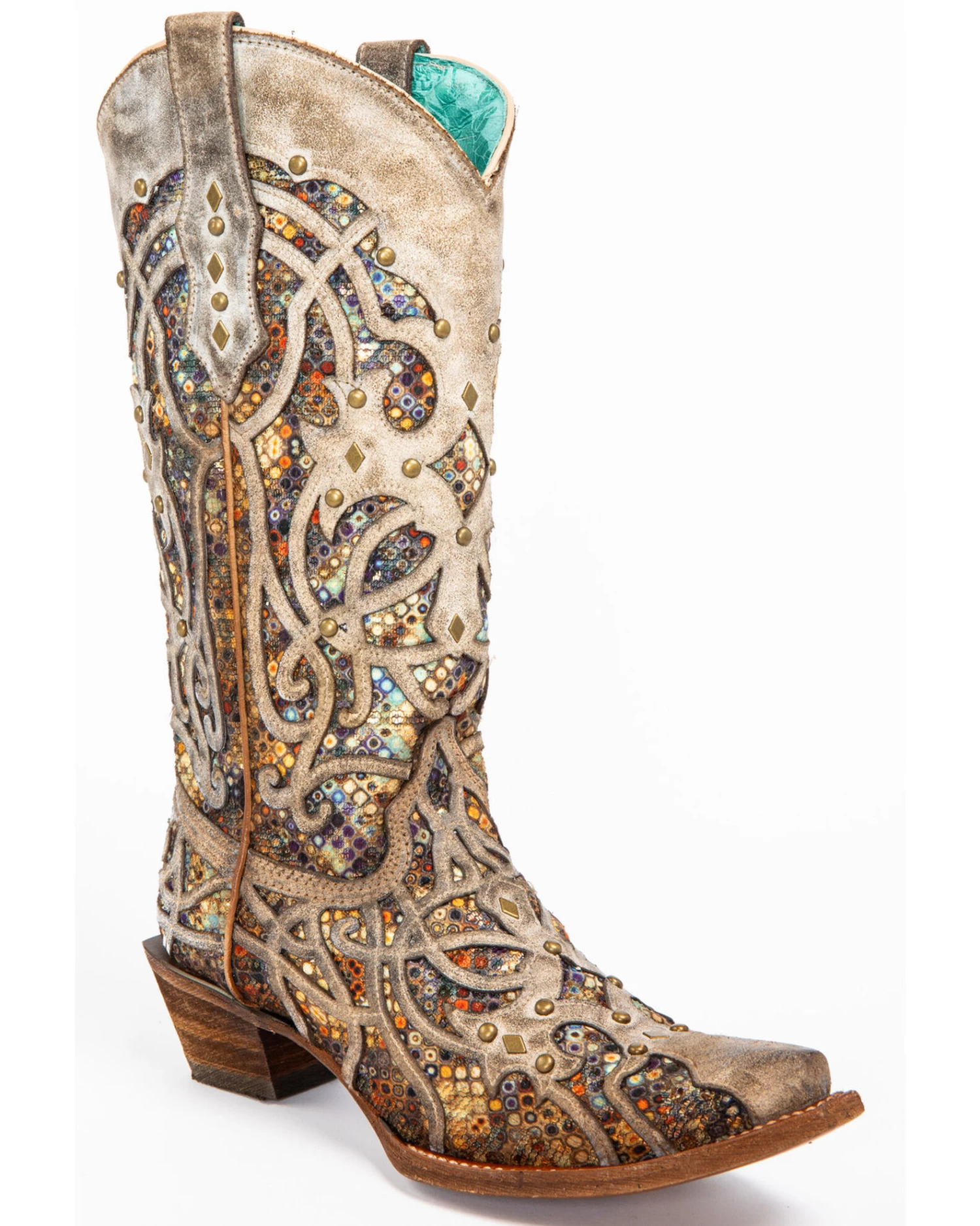 Corral Women's Taupe Inlay Western Boots - Snip Toe