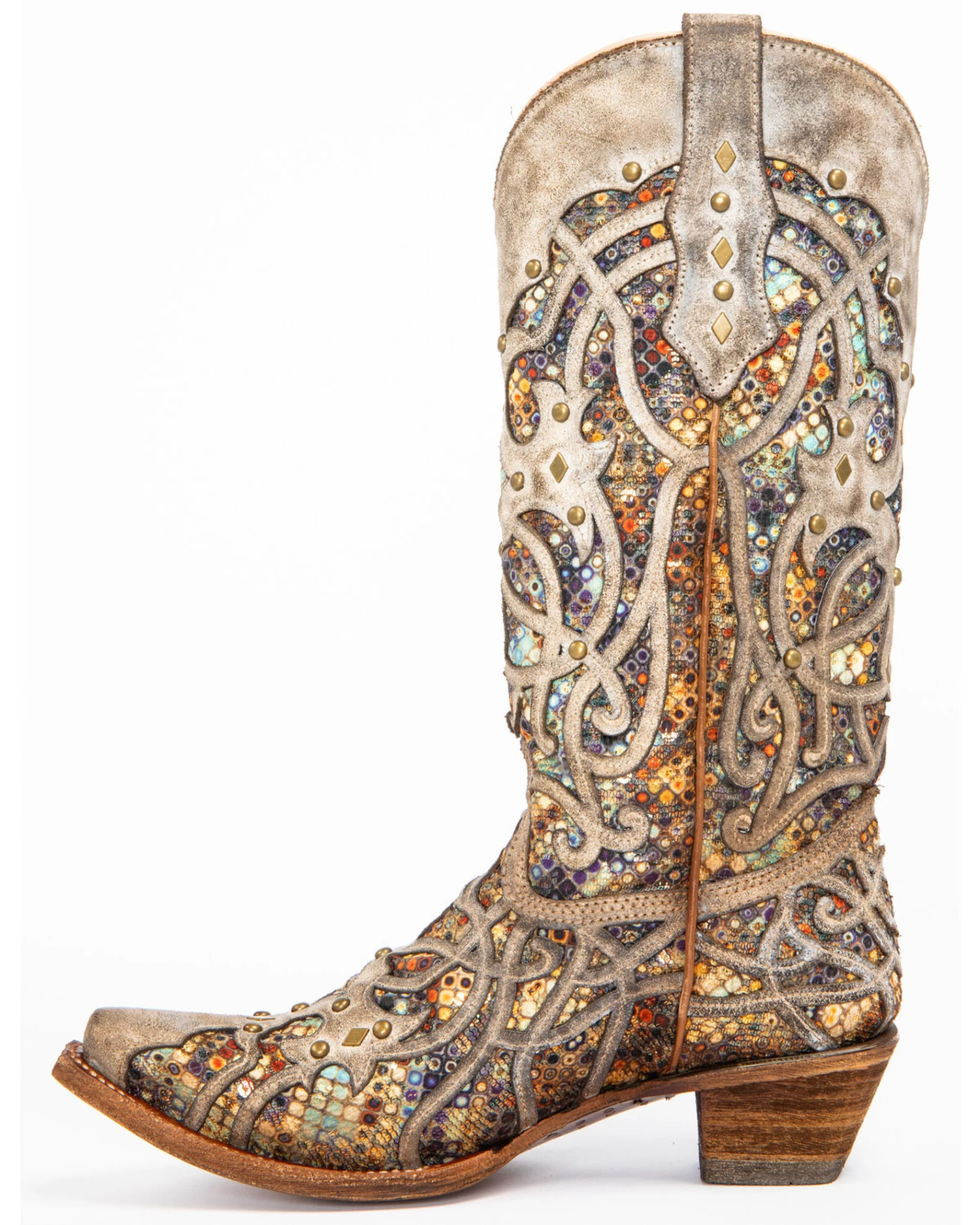 Corral Women's Taupe Inlay Western Boots - Snip Toe - Image 3