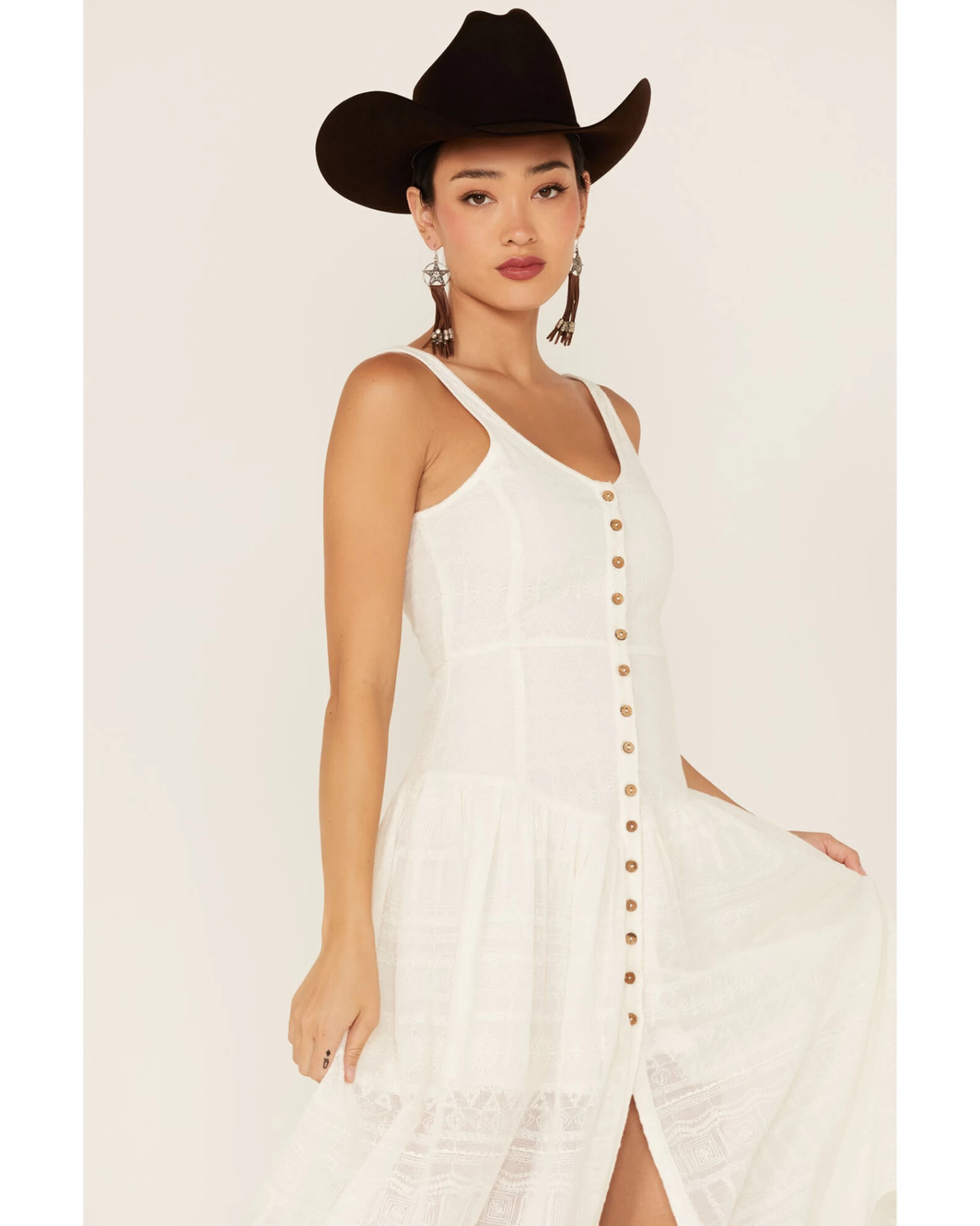 Shyanne Women's Drop Waist Button Front Sleeveless Midi Dress - Image 2