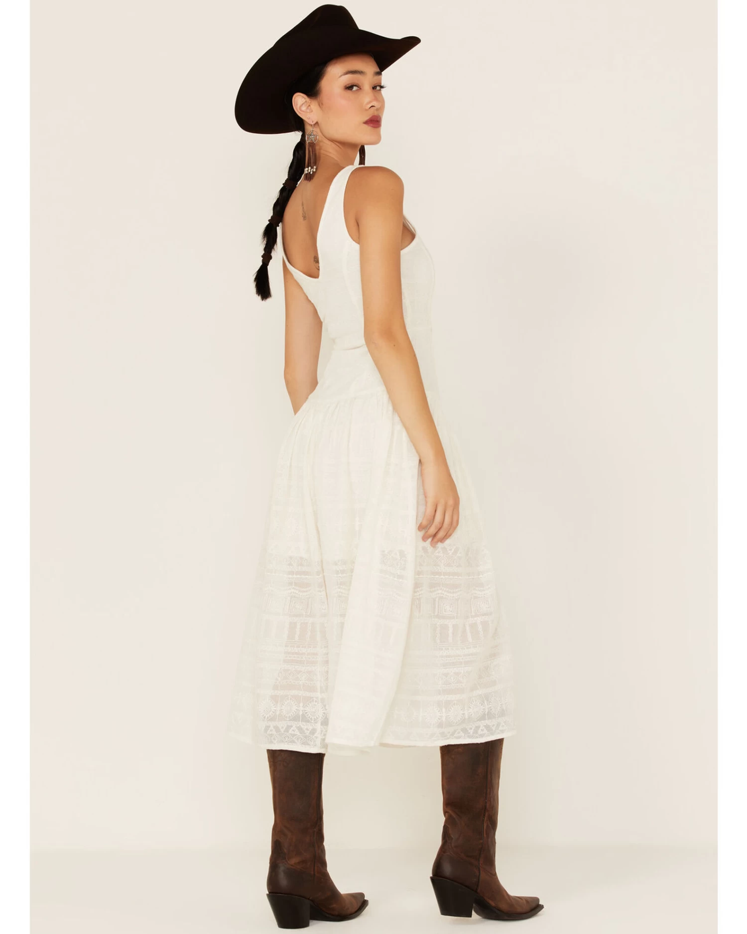 Shyanne Women's Drop Waist Button Front Sleeveless Midi Dress - Image 4