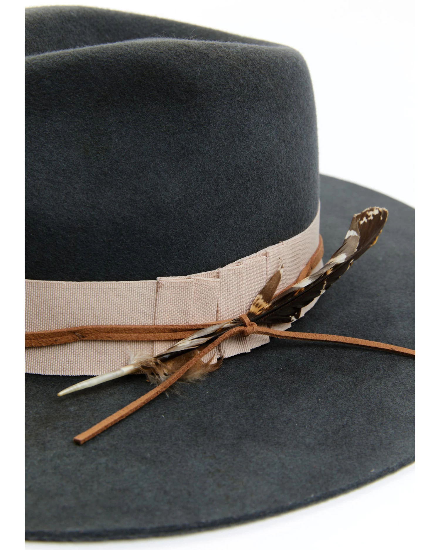 Shyanne Women's Pleated Ribbon & Feather Fedora Western Hat - Image 2