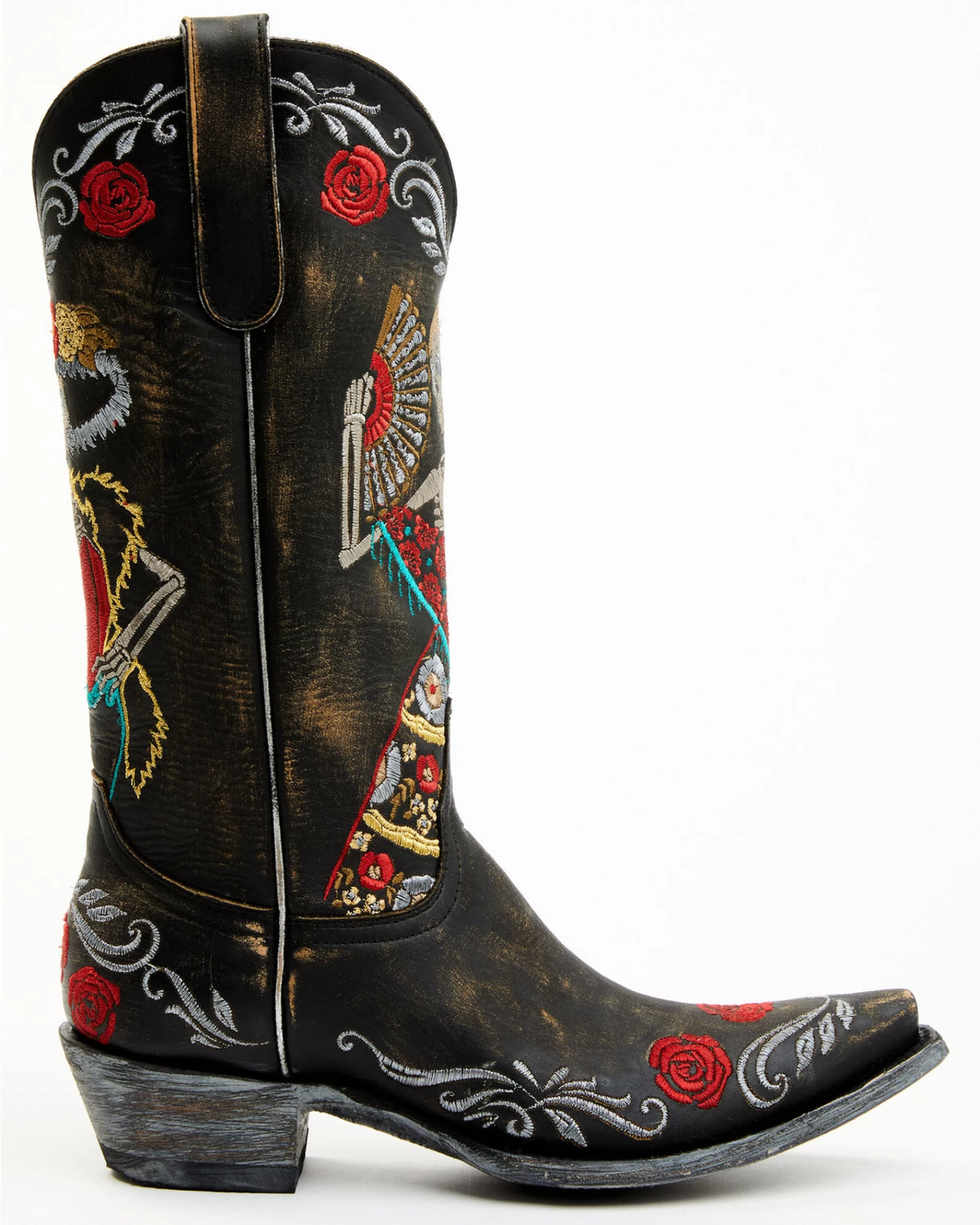 Old Gringo Women's Reinas La Catrina Skeleton & Floral Embroidered Tall Western Leather Boots - Snip Toe - Image 2