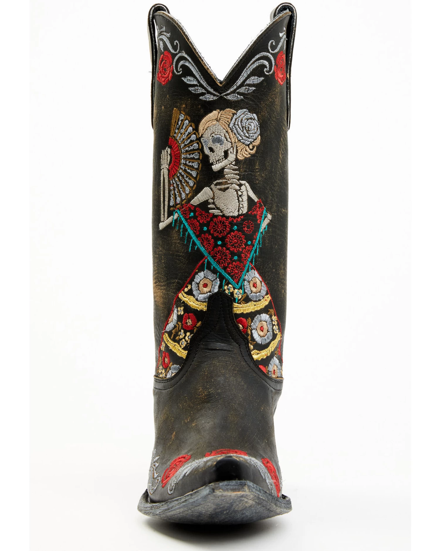 Old Gringo Women's Reinas La Catrina Skeleton & Floral Embroidered Tall Western Leather Boots - Snip Toe - Image 4