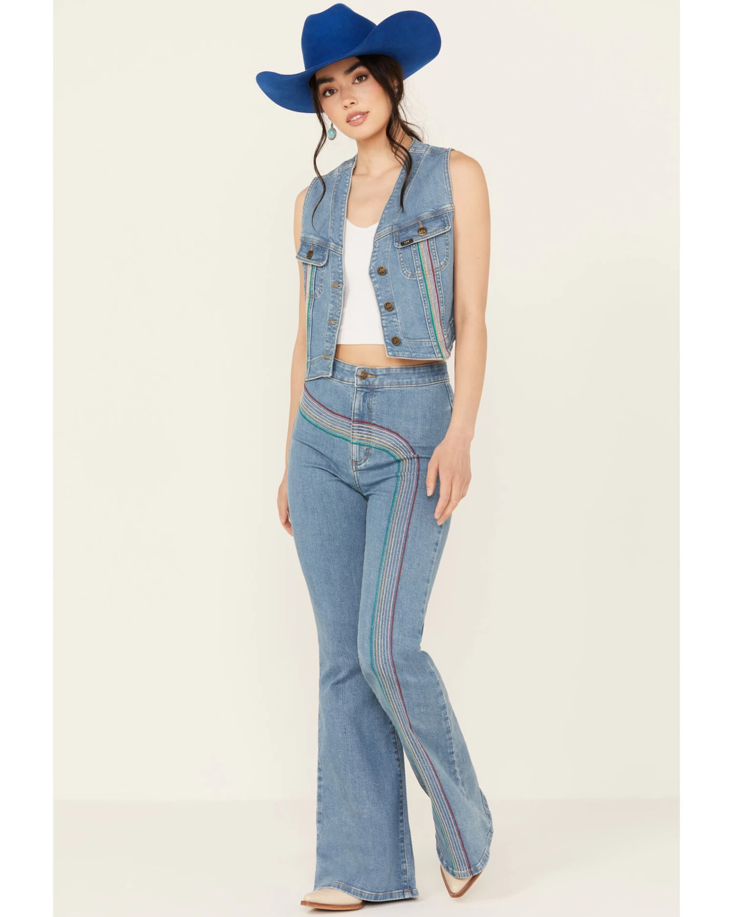 Lee Women's Light Wash High Rise Rainbow Super Flare Jeans