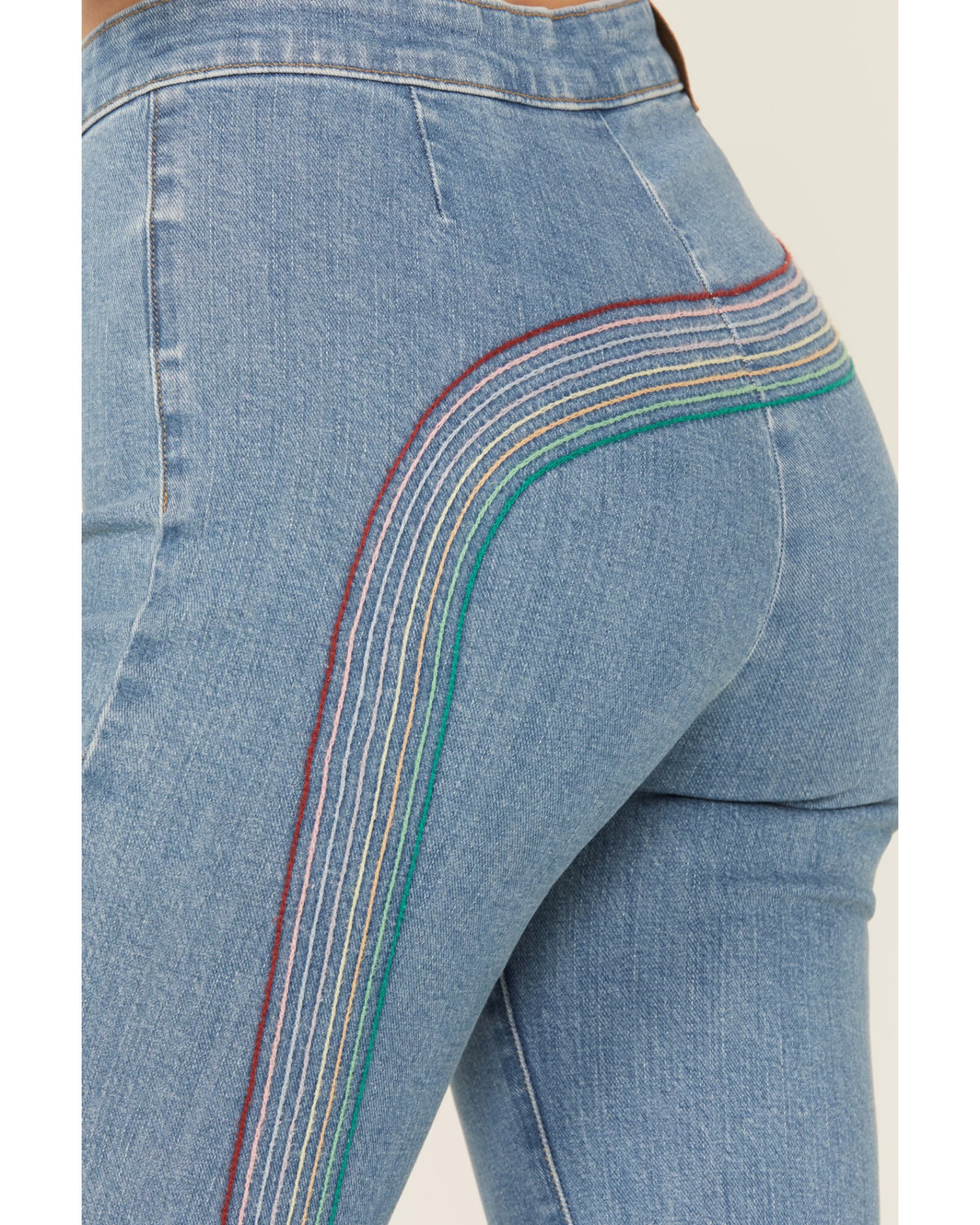 Lee Women's Light Wash High Rise Rainbow Super Flare Jeans - Image 4